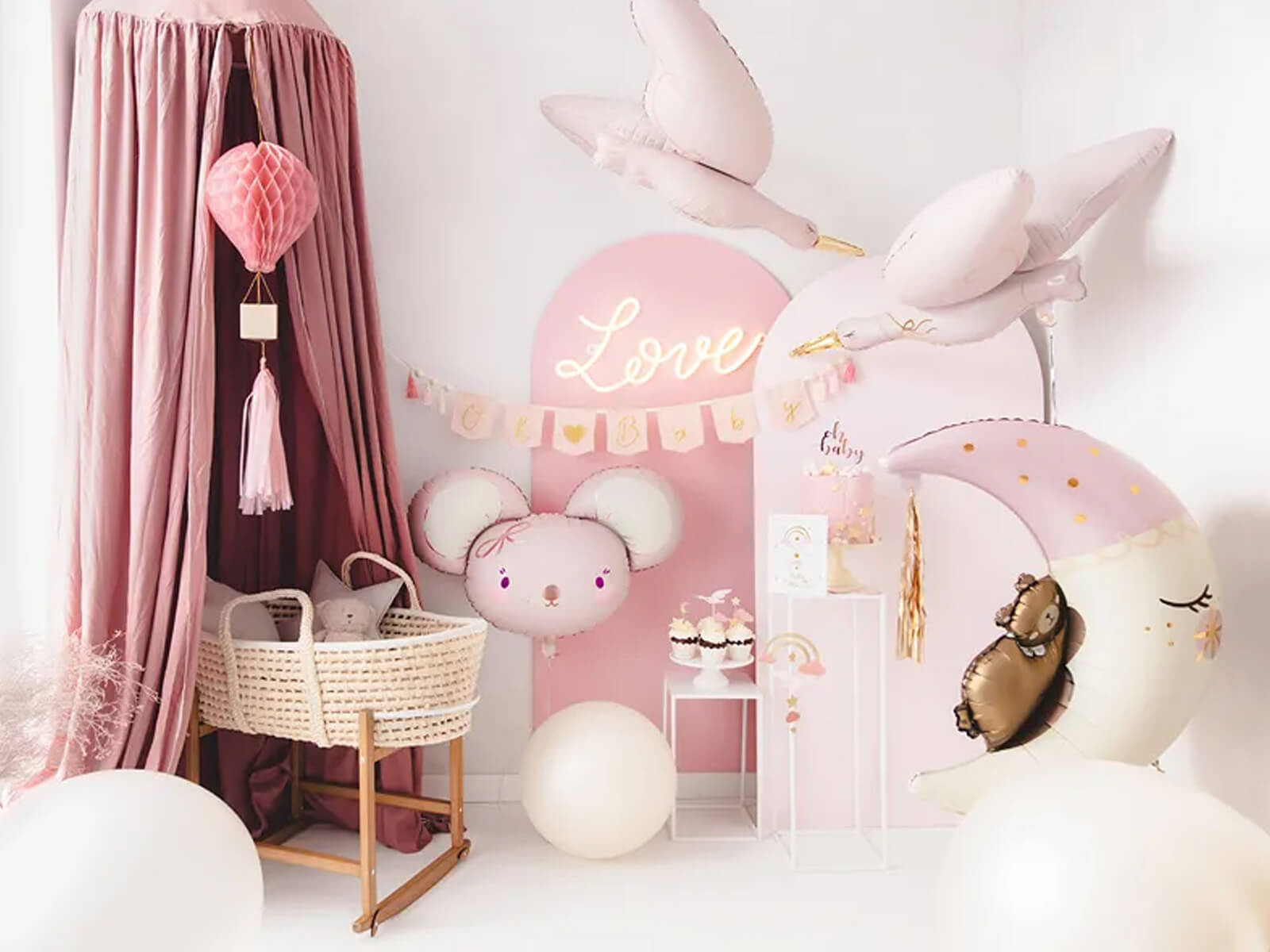 Balon foliowy Myszka 96x64cm jasny różowy FB190 PartyDeco